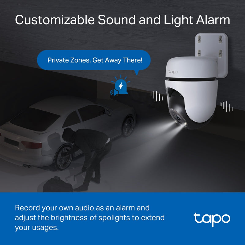 TP-Link Tapo C510W Outdoor Pan/Tilt Security WiFi Camera, 2k 1080P, 360° horizontal and 130° vertical view, Power : AC Adapter