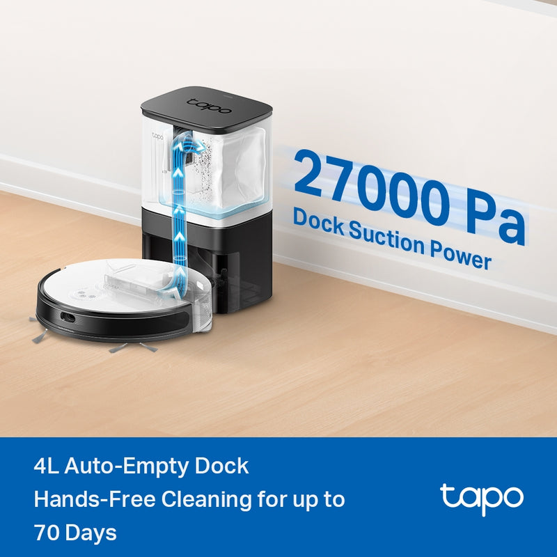TP-Link Tapo RV20 Mop Plus, MagSlim LiDAR Navigation Robot Vacuum & Mop+ Smart Auto-Empty Dock