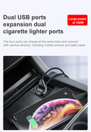Baseus High Efficiency One to Two Cigarette Lighter(dual-cigarette lighter 80W +dual USB 3.1A)Black