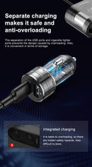 Baseus High Efficiency One to Two Cigarette Lighter(dual-cigarette lighter 80W +dual USB 3.1A)Black