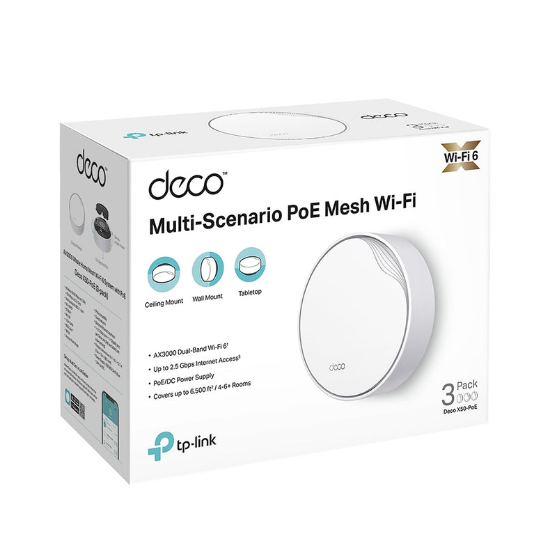 TP-Link Deco X50-PoE Archer AX55 Pro, AX3000 Multi-Gigabit Wi-Fi 6 Router with 2.5G Port - 3 Pack