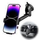 Vention One Touch Clamping Car Phone Mount with Suction Cup Black Square Type