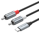 Vention USB-C Male to 2RCA Male with DAC Audio Cable 1M Gray