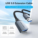 Vention Cotton Braided USB 3.0 Type A Male to Female Extension Cable 1M Gray Aluminum Alloy Type