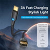 Vention Nylon Braided USB 2.0 A Male to C Male 3A Cable 1M Black LED Type