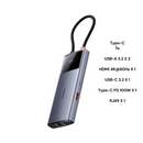Baseus Metal Gleam Series II 6-in-1 USB HUB, USB-C to 1*HDMI4K@60Hz+1*USB-Cˆ10Gbps+2*USB-A(10Gbps)+1*RJ45+1*USB-CˆPD