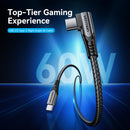 Vention USB 2.0 Type-C Male to Type-C Male Right Angle 3A Cable 2M Gray Aluminum Alloy Type