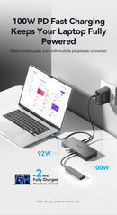 Vention USB-C to (DP+HDMI)/(USB-C+HDMI)/USB 3.2 Gen 2-C*2/USB 3.2 Gen 2-A/RJ45/SD/TF/PD DisplayLink Docking Station Gray Aluminum Alloy Type