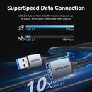 Vention Cotton Braided USB 3.0 Type A Male to Female Extension Cable 1M Gray Aluminum Alloy Type