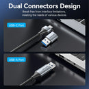 Vention USB-C + USB-A to 2.5 Gigabit Ethernet Adapter 0.15M Gray Aluminum Alloy Type