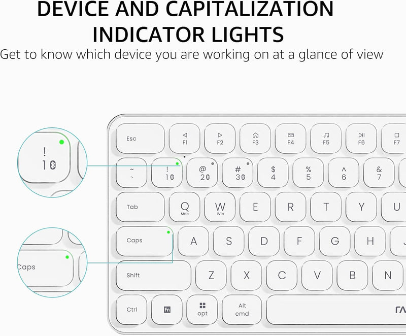 Rapoo E9050L Wireless Multi-mode Ultra-slim 78 Key Keyboard with Bluetooth and 2.4g White