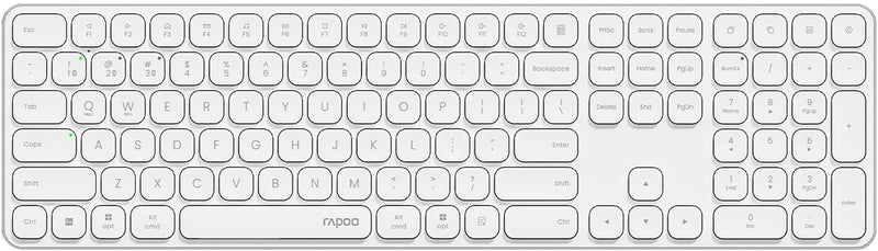 Rapoo E9550L Wireless Multi-mode Ultra-slim 110 Key Keyboard with Bluetooth and 2.4g White