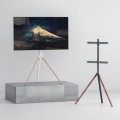 Bracom Tripod Stylish Easel Studio TV Floor Stand Matte Black & Walnut