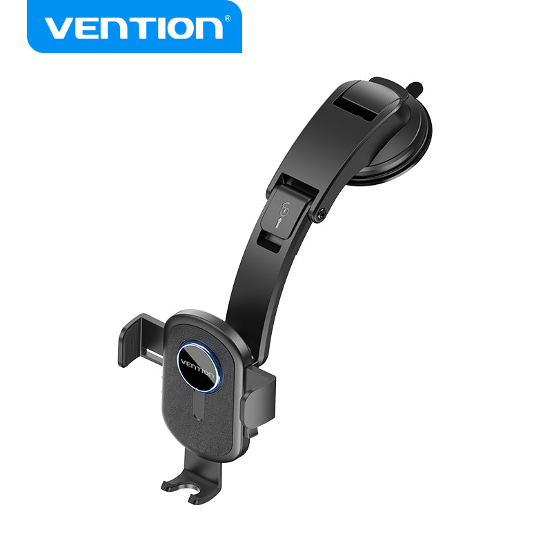 Vention One Touch Clamping Car Phone Mount with Suction Cup Black Square Type