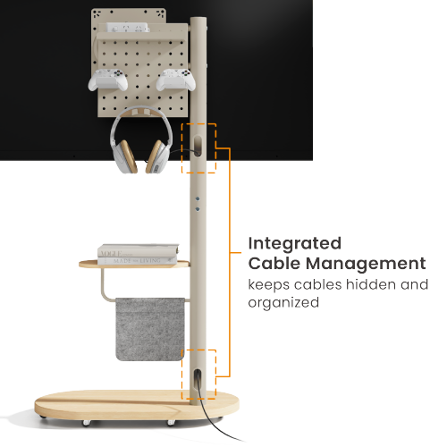 Bracom Mobile TV Display Floor Stand with Integrated Cable Management Fine Texture Light Brown & Beech