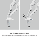 Bracom FlexPrecision Cost-Effective Gas Spring Dual Monitor Arm with USB Ports White