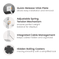 Bracom Fully-Adjustable, Mobile Mech Spring Display Floor Stand (Max. VESA: 200x200) White