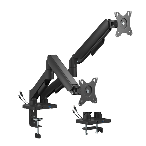 Bracom Super Economical Gas Spring Dual Monitor Arm with USB Ports Black