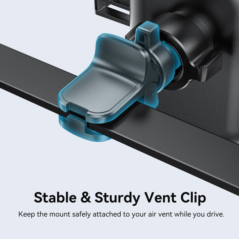 Vention One Touch Clamping Car Phone Mount with Suction Cup+Duckbill Clip Black Square Type