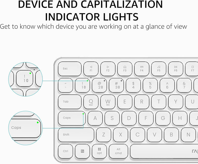 Rapoo E9550L Wireless Multi-mode Ultra-slim 110 Key Keyboard with Bluetooth and 2.4g White