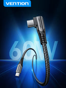 Vention USB 2.0 Type-C Male to Type-C Male Right Angle 3A Cable 2M Gray Aluminum Alloy Type