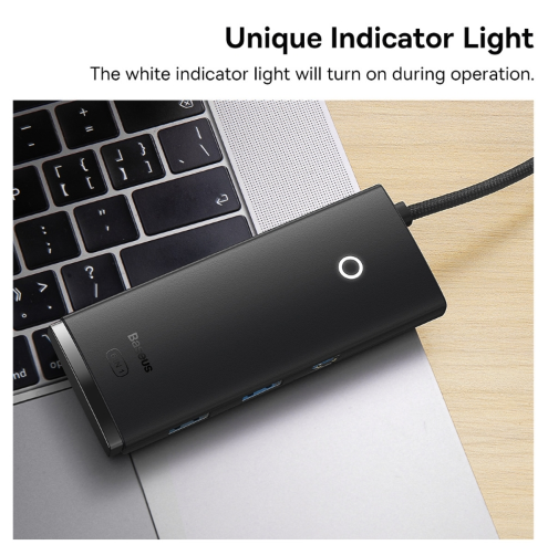 Baseus Lite Series 6-Port Type-C HUB Docking Station (Type-C to HDMI+USB3.0*2+PD+SD/TF) Black