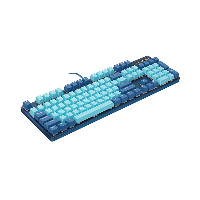 Rapoo V500 Pro Backlit Mechanical Spill Resistant, Metal Cover Gaming Keyboard, Cyan Blue