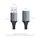 Vention Cotton Braided USB 3.0 Type A Male to Female Extension Cable 1M Gray Aluminum Alloy Type