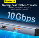 Baseus Metal Gleam Series II 6-in-1 USB HUB, USB-C to 1*HDMI4K@60Hz+1*USB-Cˆ10Gbps+2*USB-A(10Gbps)+1*RJ45+1*USB-CˆPD
