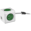 ALLOCACOC POWERCUBE OUTLET X 2 USB X 2 surge Green