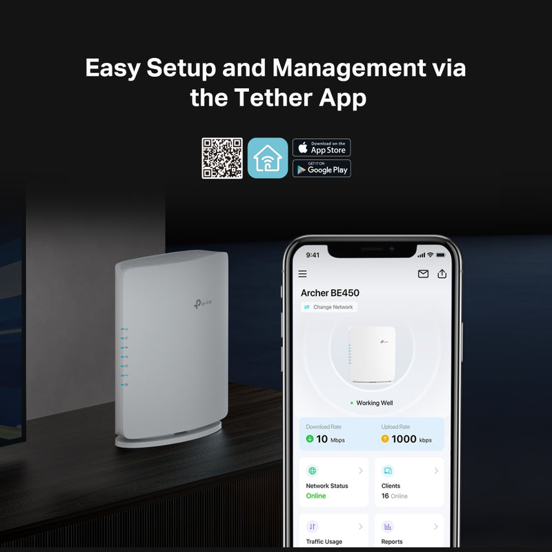 TP-Link Archer BE450, BE7200 Dual-Band Wi-Fi 7 Router