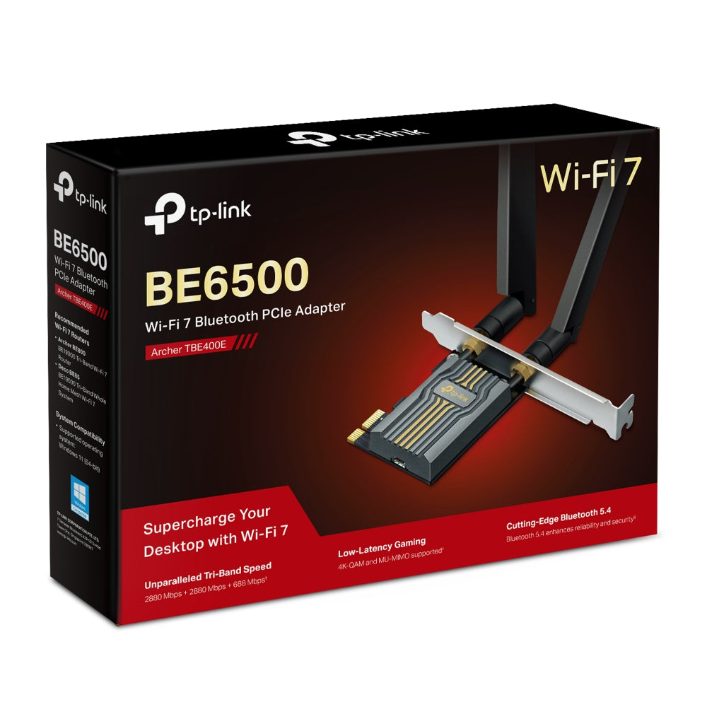 TP-Link Archer TBE400E, BE6500 Wi-Fi 7 Bluetooth 5.4 PCIe Adapter