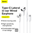 Baseus Encok Type-C Lateral In-Ear Wired Earphone C17 White