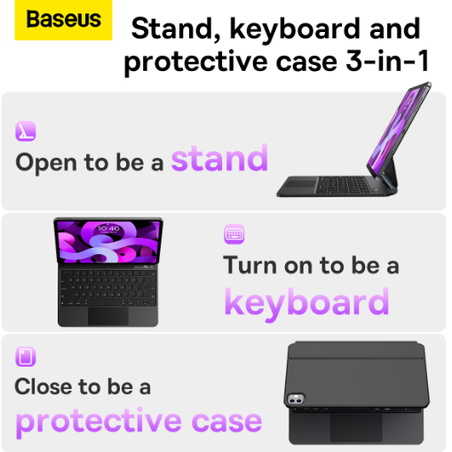 Baseus Brilliance Series Magnetic Keyboard Case for iPad Air4/Air5 10.9â€³ & iPad Pro 11â€³ - Black