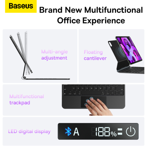 Baseus Brilliance Series Magnetic Keyboard Case for iPad Air4/Air5 10.9â€³ & iPad Pro 11â€³ - Black