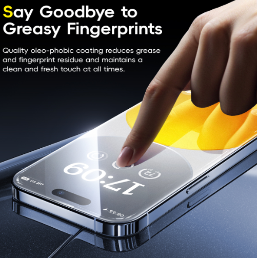 Baseus Crystalline Series Anti-Glare Full-Coverage HD Tempered Glass Screen Protector for IPhone 15 Pro Max