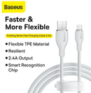 Baseus Pudding Series Fast Charging Cable USB A to iPhone Lightning 2.4A 1.2m Stellar White