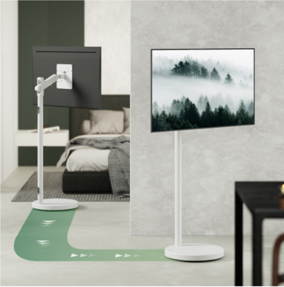 Bracom Fully-Adjustable, Mobile TV Display Mech Spring Floor Stand (Max. VESA: 200x200) White
