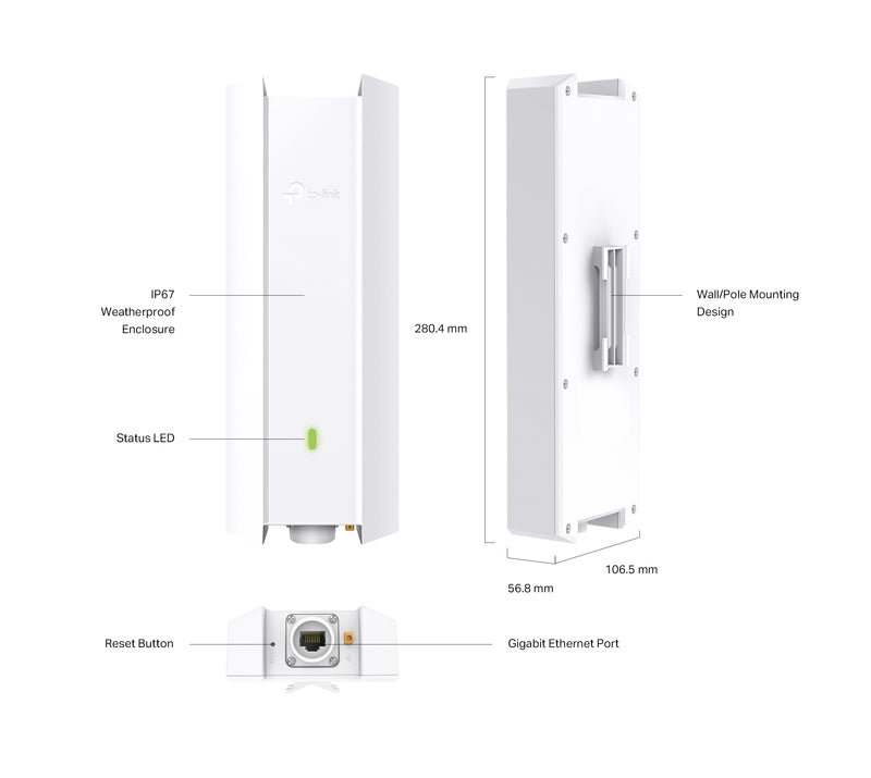 TP-Link EAP623-Outdoor HD, AX1800 Indoor/Outdoor Wi-Fi 6 Access Point
