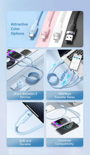 Vention USB 2.0 A Male to 3-in-1 USB-C & Lightning & Micro-B Male 3A Cable Aluminum Alloy 1.5m