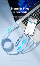 Vention USB 2.0 A Male to 3-in-1 USB-C & Lightning & Micro-B Male 3A Cable Aluminum Alloy 1.5m