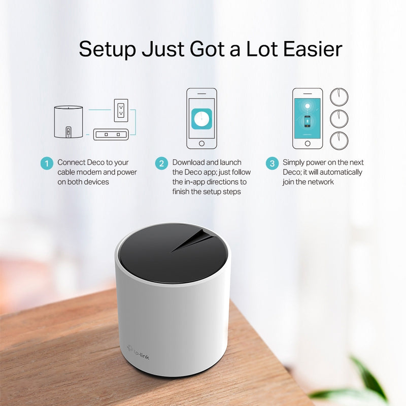 TP-Link Deco X25 Wi-Fi 6 Whole-Home Mesh System - 3 Pack, MU-MIMO, Dual-Band AX1800, Parental Controls, Antivirus, QOS