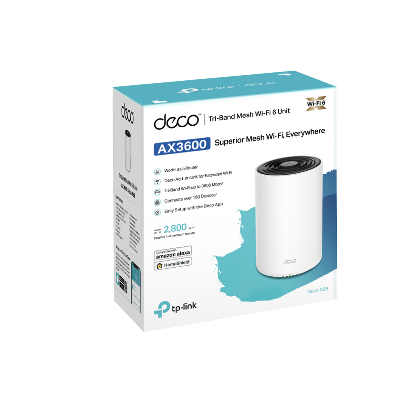 TP-Link Deco X68 AX3600 Whole Home Mesh WiFi 6 Router 1-Pack