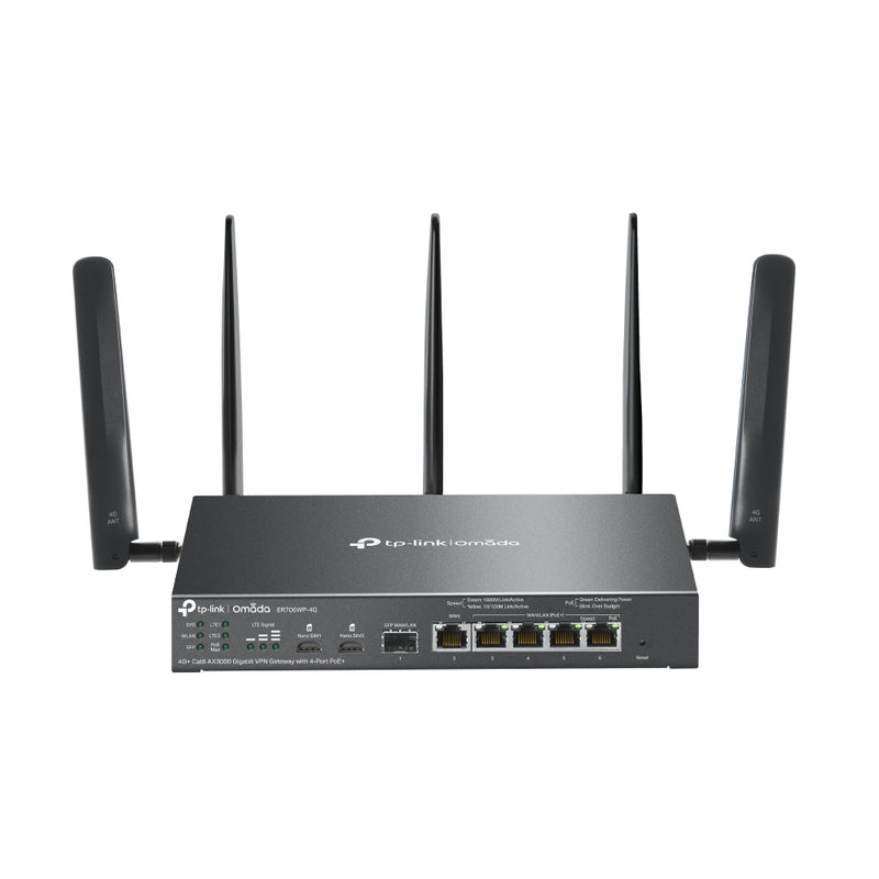TP Link Omada 4G+ Cat6 AX3000 Gigabit VPN Gateway with 4-Port PoE+