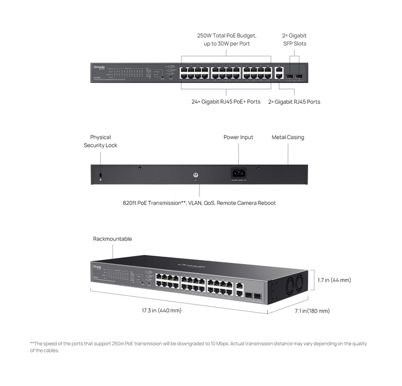 TP-Link ES228GP Omada 28-Port Gigabit Easy Managed Switch with 24-Port PoE+