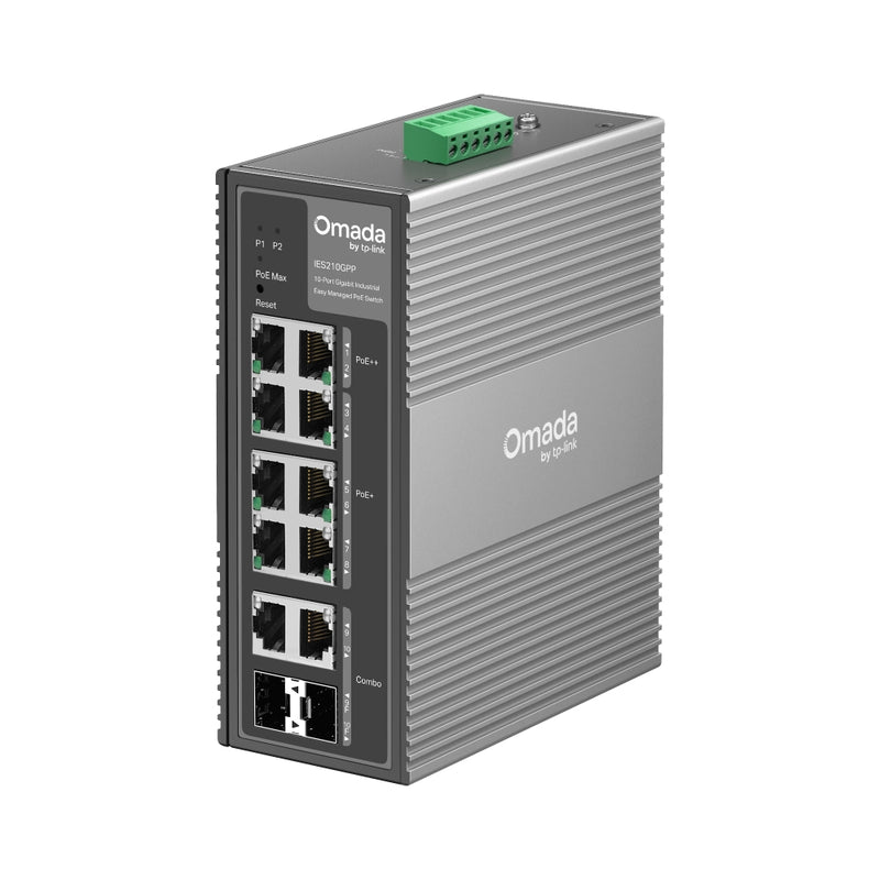 TP-Link IES210GPP, Omada 10-Port Gigabit Industrial Easy Managed Switch with 6-Port PoE+ and 2-Port PoE++