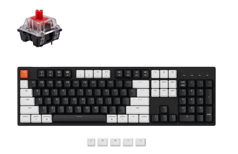 Keychron C2-B1, 100%  Full Size Layout 104 Keys, Red Switch, RGB, Gateron Switch Mechanical, Wired Keyboard