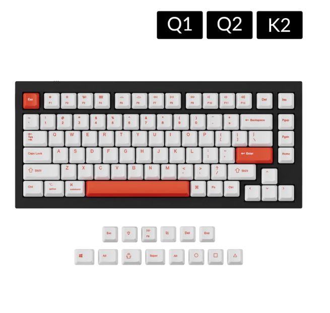 Keychron Q1 & K2 OEM Dye-Sub PBT Keycap Set - Orange White