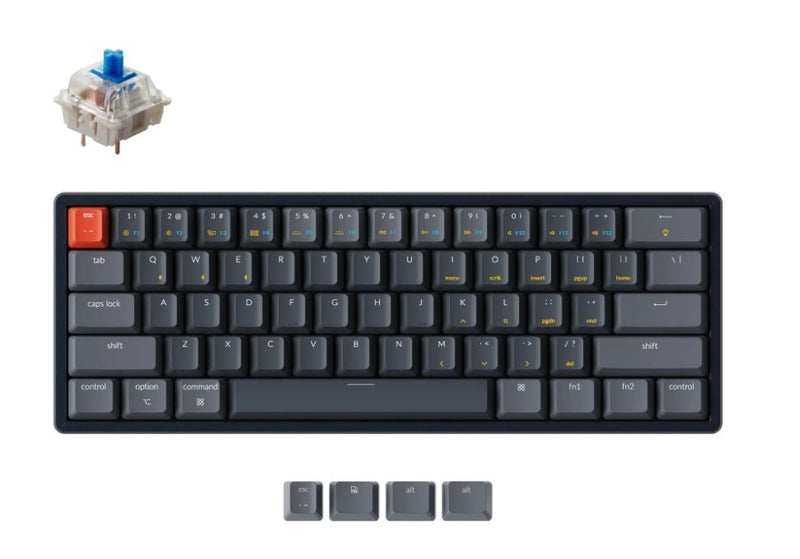 Keychron K12-C2 60% Layout 61 Keys, Blue Switch, RGB, Aluminium Frame, Gateron G Pro Mechanical, Wireless Keyboard