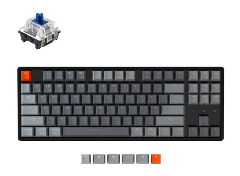 Keychron K8-Q2, 80% TKL Layout 87 Keys, Blue Switch, RGB, Aluminium Frame, Hot-Swap, Optical Wireless Keyboard